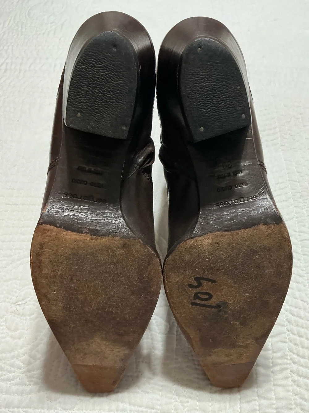 Vintage Sergio Rossi Brown Leather Western Ankle Boots Style 7003 Size 39